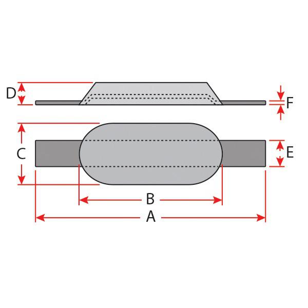 Zinc Oval Block Anode w/ Strap
