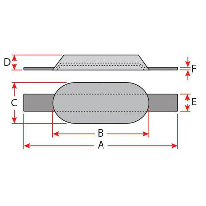 Zinc Oval Block Anode w/ Strap