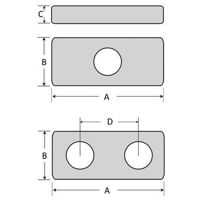 Zinc Rectangle Block Anode Bolt-on - Bosuns Boat