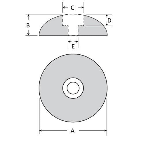 Zinc Rudder HD Anode - 130mm x 34mm (Sold as Single)