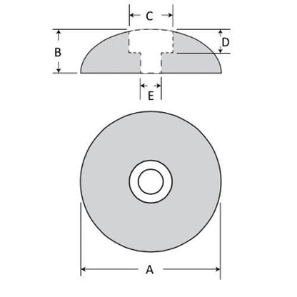 Zinc Rudder HD Anode - 130mm x 34mm (Sold as Single)