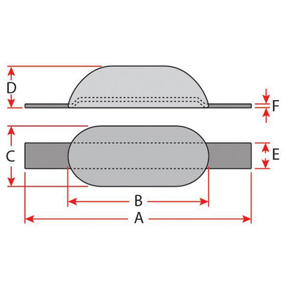 Zinc Tear Drop Anode w/ Strap - 170mm x 85mm x 50mm